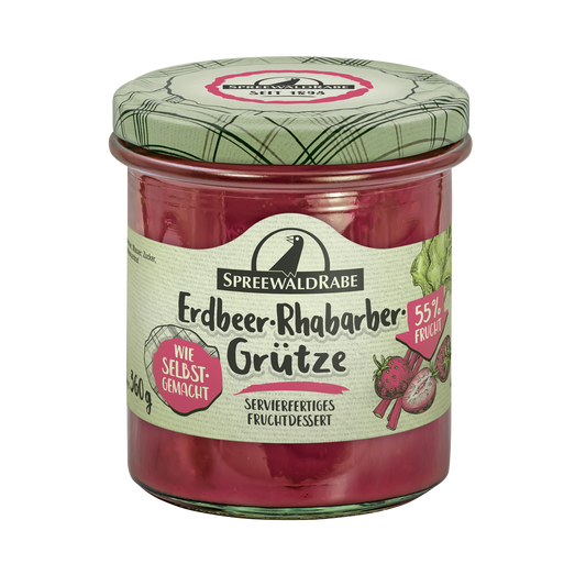 Erdbeer-Rhabarber-Grütze Premium – Vegan & Natürlich